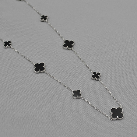 Колье-сотуар серебряное с ониксом 2ЛВК21/123ч