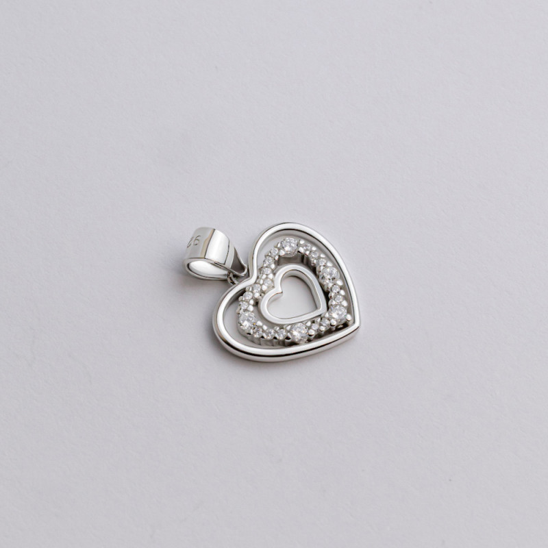 Підвіска срібна з фіанітами Сердечко 2ПС25/2