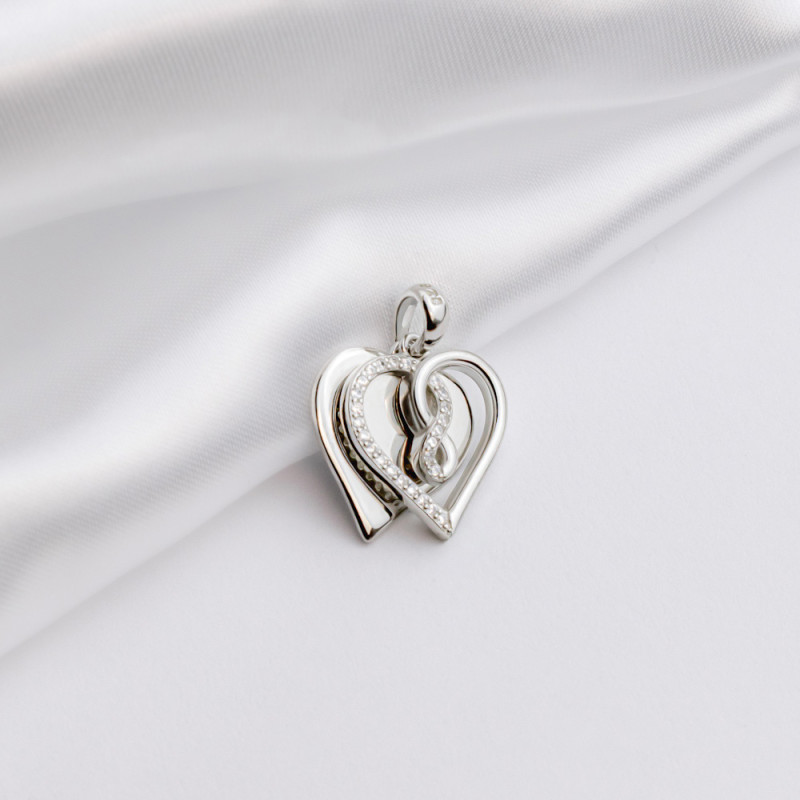 Підвіска срібна з фіанітами Сердечко 2ПС25/3