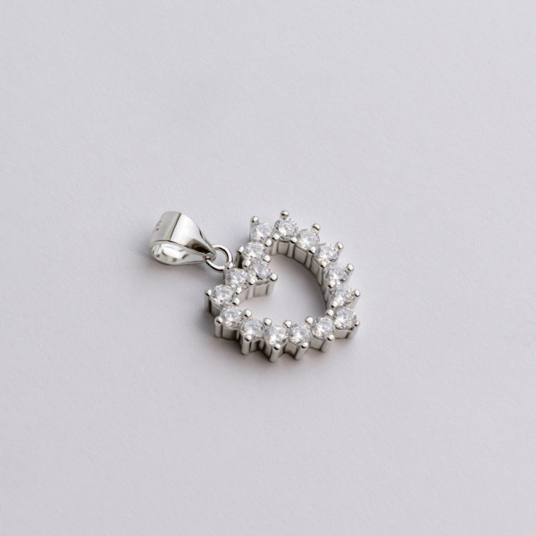 Підвіска срібна з фіанітами Сердечко 2ПС25/4