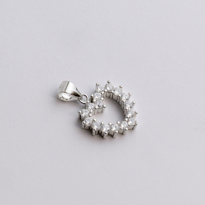 Підвіска срібна з фіанітами Сердечко 2ПС25/4