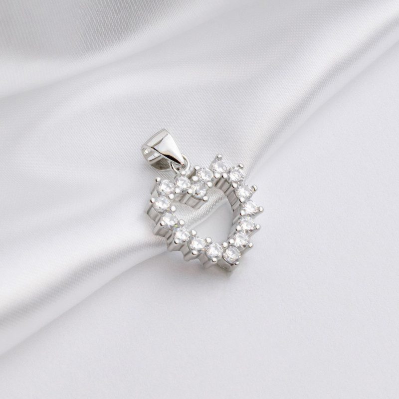 Підвіска срібна з фіанітами Сердечко 2ПС25/4