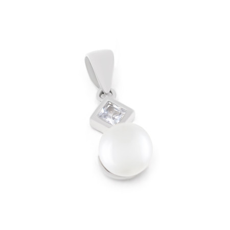 Підвіска срібна з перлиною та фіанітом 2ПЖ24/28