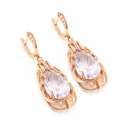 Сережки золоті з кунцитом та фіанітами с2-1660Кунц 