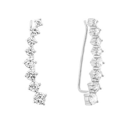 Серьги-клаймберы из белого золота с фианитами 3с292/01б