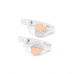 Сережки срібні з золотими вставками та фіанітами Сердечка 048