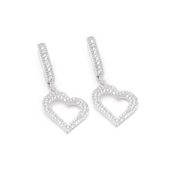 Серьги серебряные с фианитами Сердечка 1220р