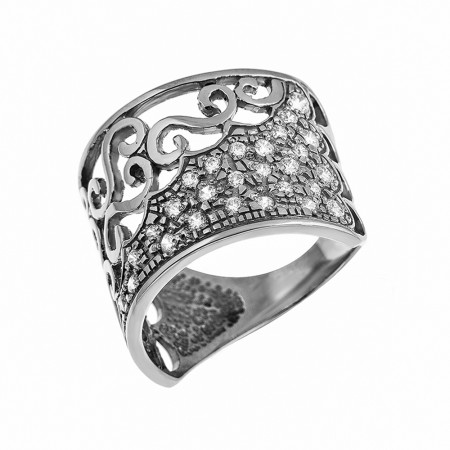 Кольцо серебряное с фианитами 2К037