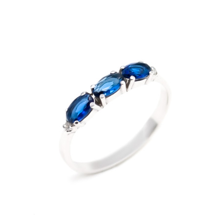 Каблучка срібна з Nano-сапфірами та фіанітами 2К157Спр