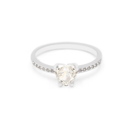 Каблучка срібна з фіанітами Сердечко 2КЦ24/33ш