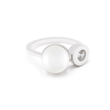 Каблучка срібна з перлиною та фіанітом 2КЖ24/25