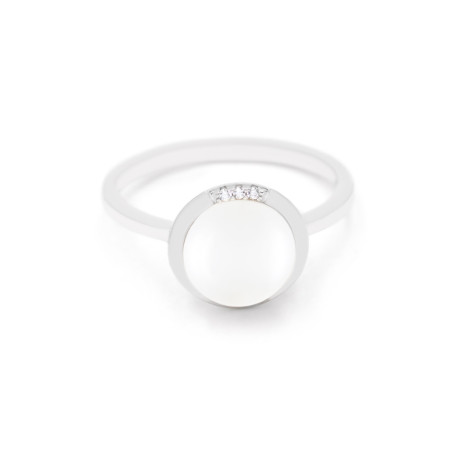 Каблучка срібна з перлиною та фіанітами 2КЖ24/27