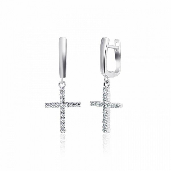 Сережки срібні з фіанітами ХрестиС2Ф/1000
