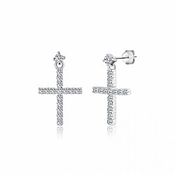 Сережки-пусети (гвоздики) срібні з фіанітами Хрести С2Ф/1001