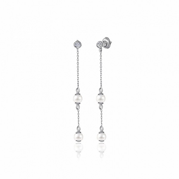 Сережки-пусети (гвоздики) срібні з перлами і фіанітами С2ФЖ/828