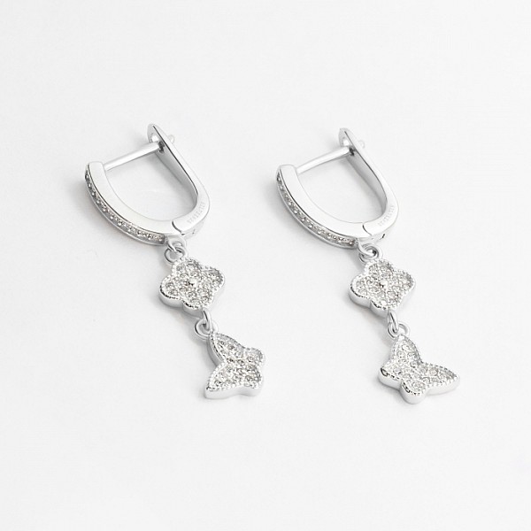 Сережки срібні з фіанітами СК2Ф/1089