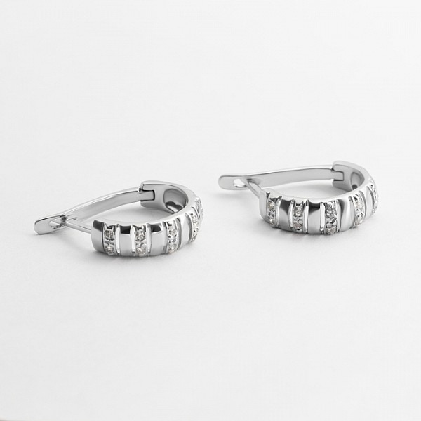 Сережки срібні з фіанітами СК2Ф/495