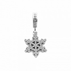 Підвіска-шарм срібна з фіанітами «Сніжинка» 492