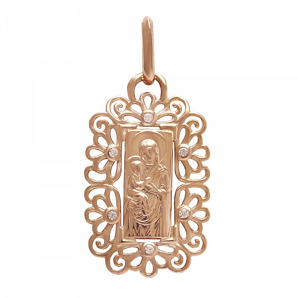Ладанка золота Матір Божа Ієрусалимська з фіанітами 160300