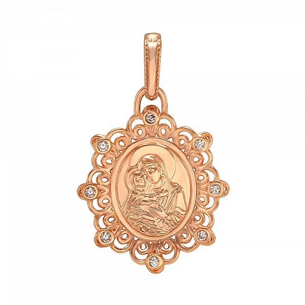 Ладанка золота з фіанітами Матір Божа Володимирська 160360