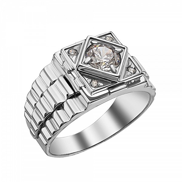 Перстень срібний з фіанітами 330426С