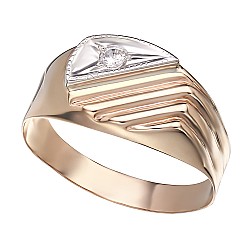 Перстень золотий з фіанітом 391087