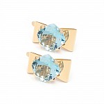 Серьги золотые с голубым кварцем С713