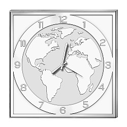 Годинник срібний настінний Карта світу 56051/ORL