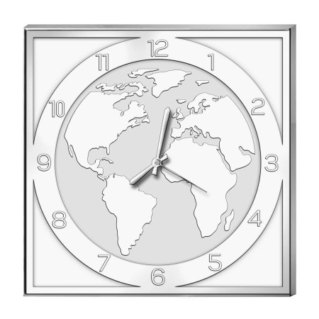 Часы серебряные настенные Карта мира 56051/ORL