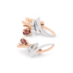 Серьги золотые с гранатом и фианитами 12022