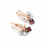 Серьги золотые с гранатом и фианитами 12138Гр