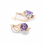 Серьги золотые с аметистом и фианитами 12151