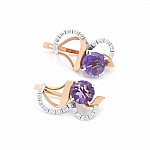 Серьги золотые с аметистом и фианитами 12151