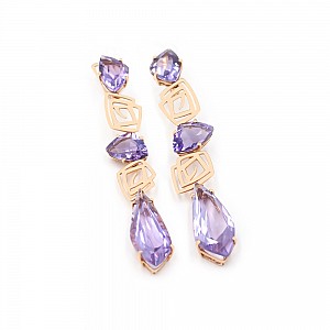 Сережки золоті з аметистом 12352