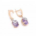 Серьги золотые с аметистом и фианитами 12765Ам