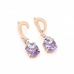 Серьги золотые с аметистом и фианитами 12765Ам