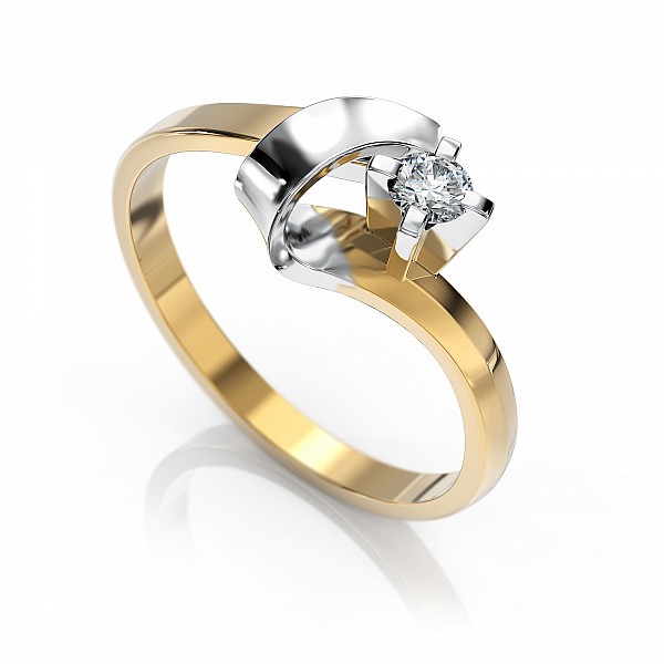 Кольцо золотое с бриллиантом 3v10620