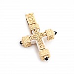 Крестик золотой с бивнем мамонта, ониксом и эмалью КСА7-3206-Э1100