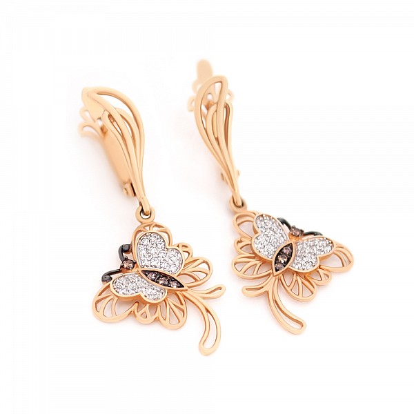 Сережки золоті з фіанітами Метелики НН2605 