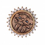 Кольцо из красного золота «Ёжик» с жемчугом и эмалью ТП1-1475-2