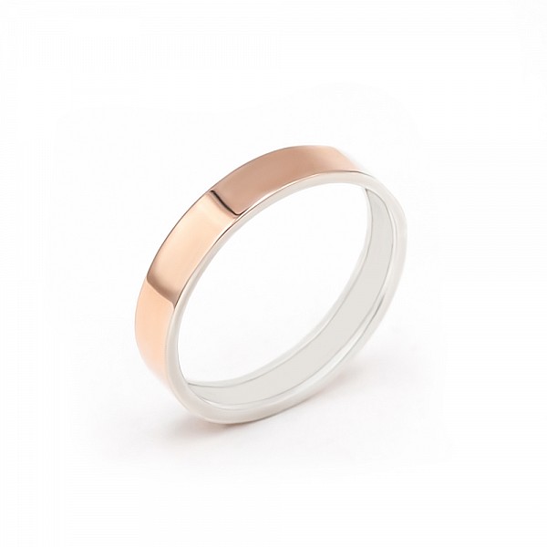 Обручальное кольцо серебряное с золотыми вставками 0419.00
