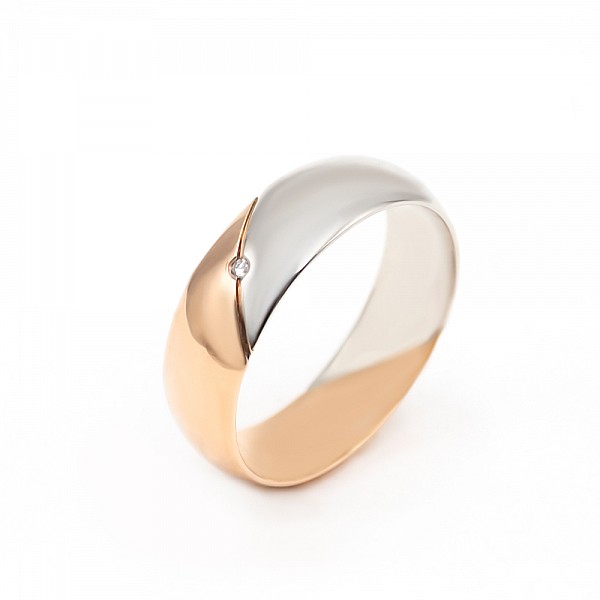 Обручальное кольцо золотое с бриллиантом классическое 3ОК003Д/1д