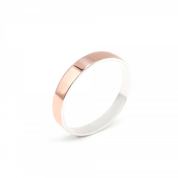 Обручальное кольцо серебряное с золотыми вставками 2к228