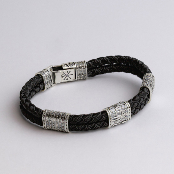 Браслет срібний з текстилем Архангел Михаїл 1169/1 