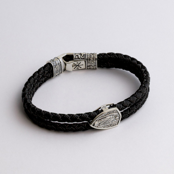 Браслет срібний з текстилем Архангел Гавриїл 1174/1
