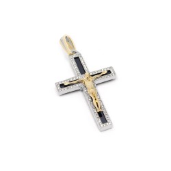 Крестик золотой с ониксом и фианитами 5041845