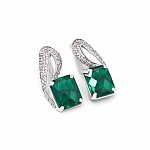 Серьги золотые с изумрудом и фианитами 6630019