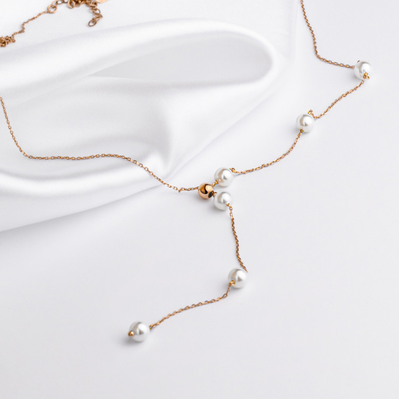 Колье-галстук золотое с жемчугом 1С7/0305