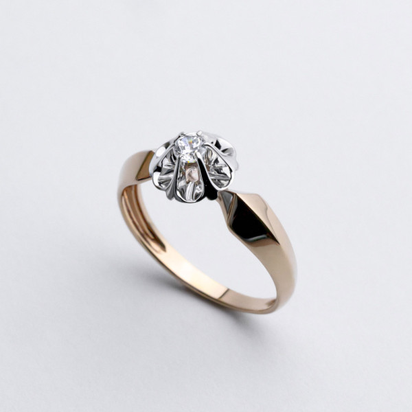 Каблучка золота з фіанітом 1К013