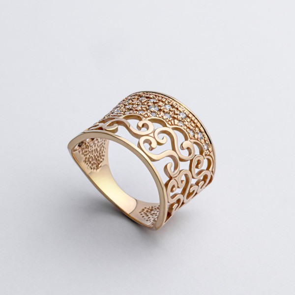 Каблучка золота з фіанітами 1К037